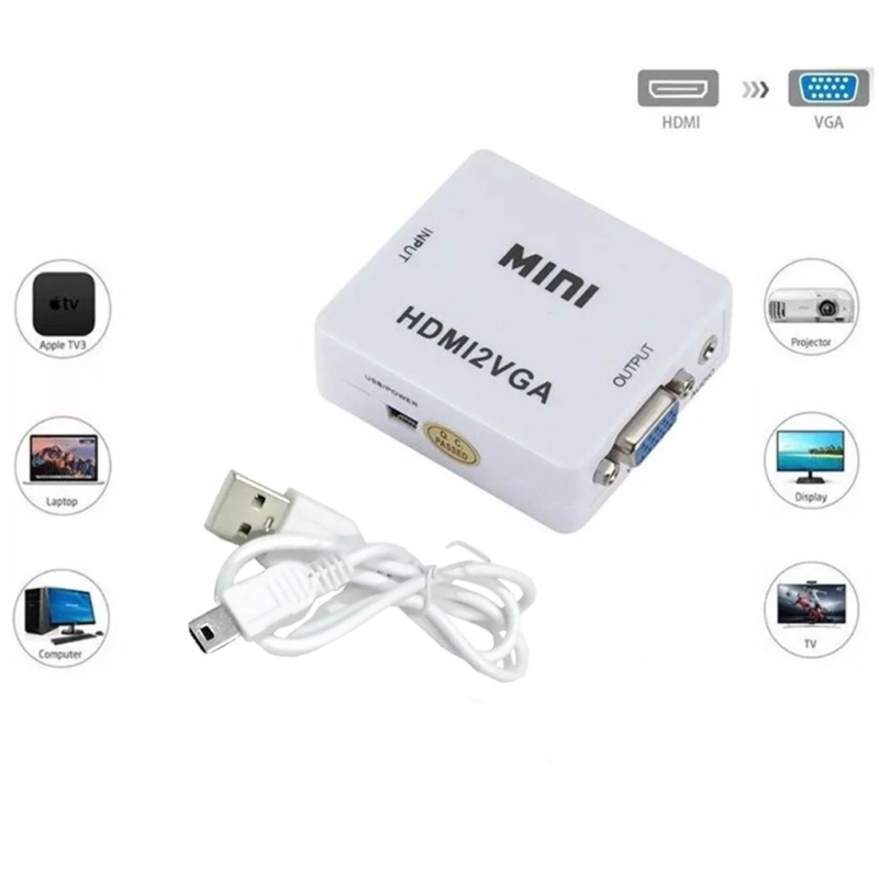 Conversor Adaptador Hdmi2 Para Vga Hdmi X Vga + Cabo