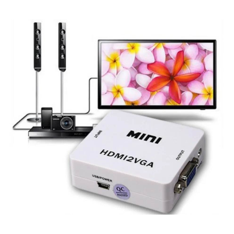 Conversor Adaptador Hdmi2 Para Vga Hdmi X Vga + Cabo